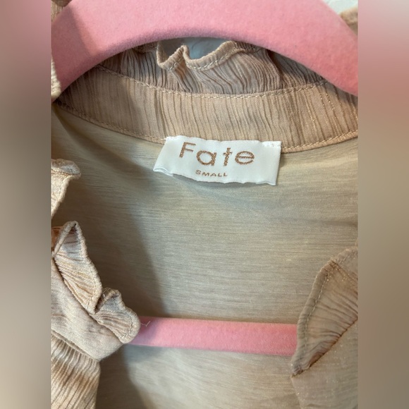 Fate Tan Ruffle Button-Up Blouse - Picture 2 of 5